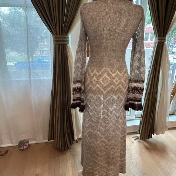 Free People Cozy Patterned Cardigan in Gray and Brown - Picture 2 of 7